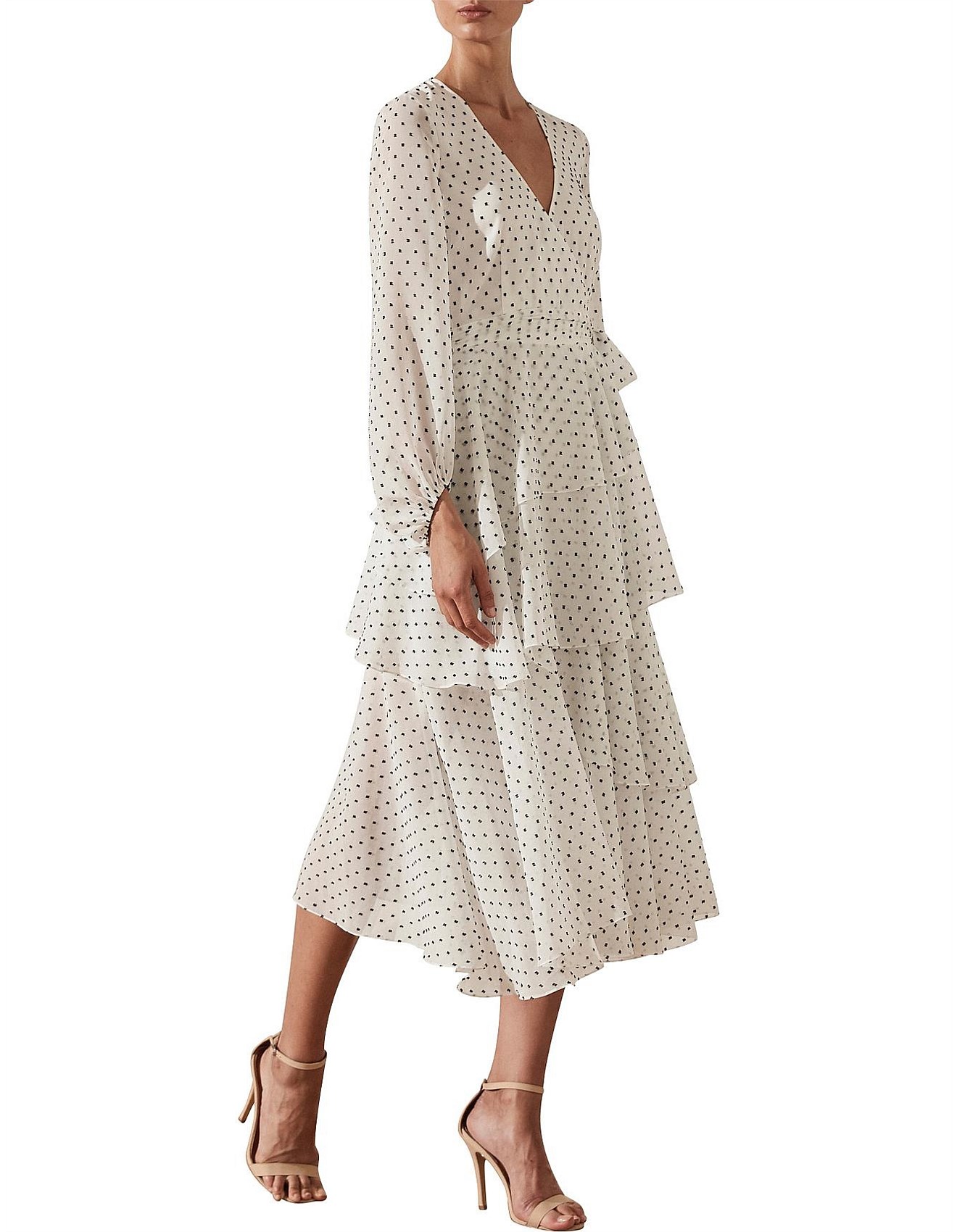 shona joy wilder tiered midi dress