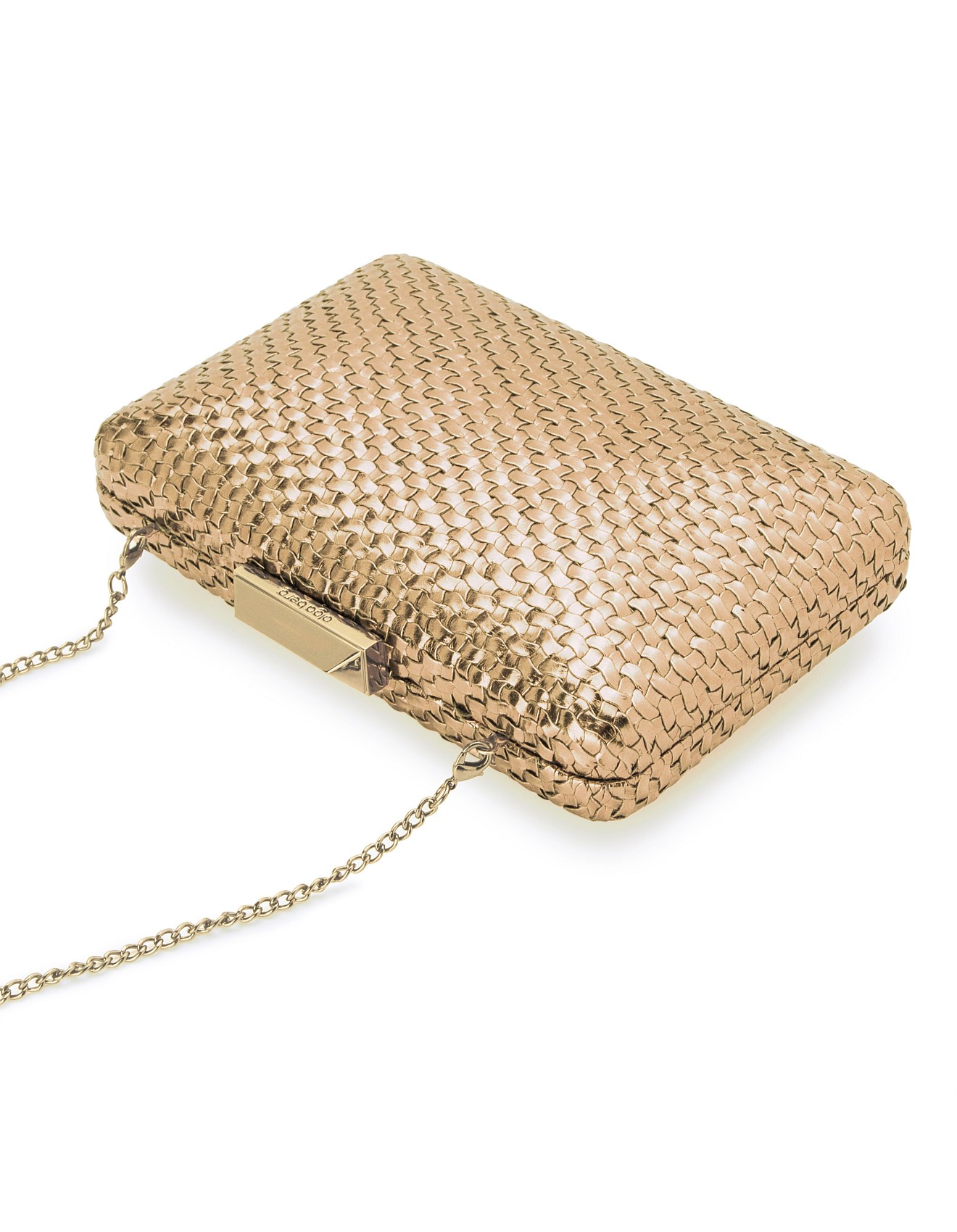 olga berg rose gold clutch