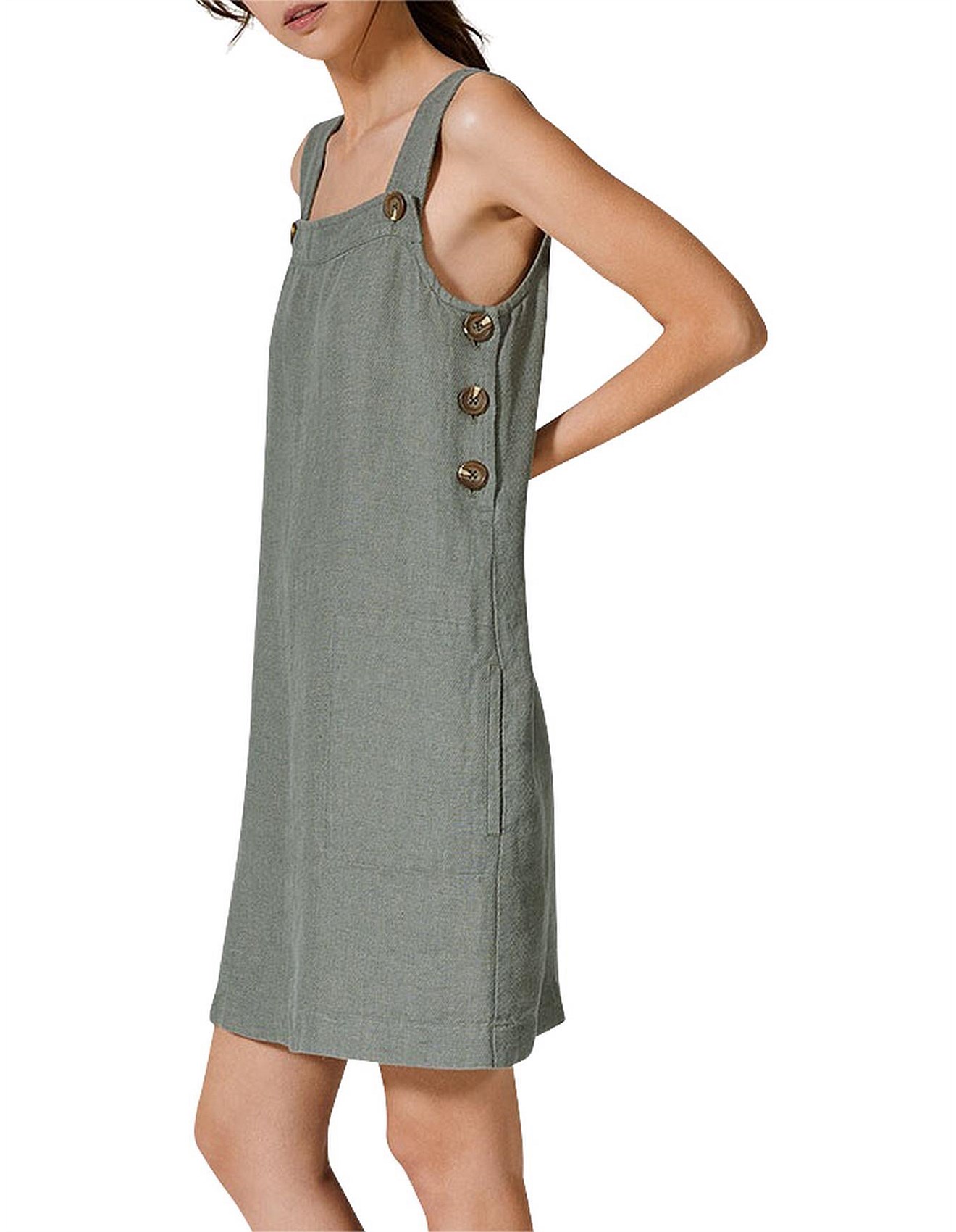 country road twill linen pinafore