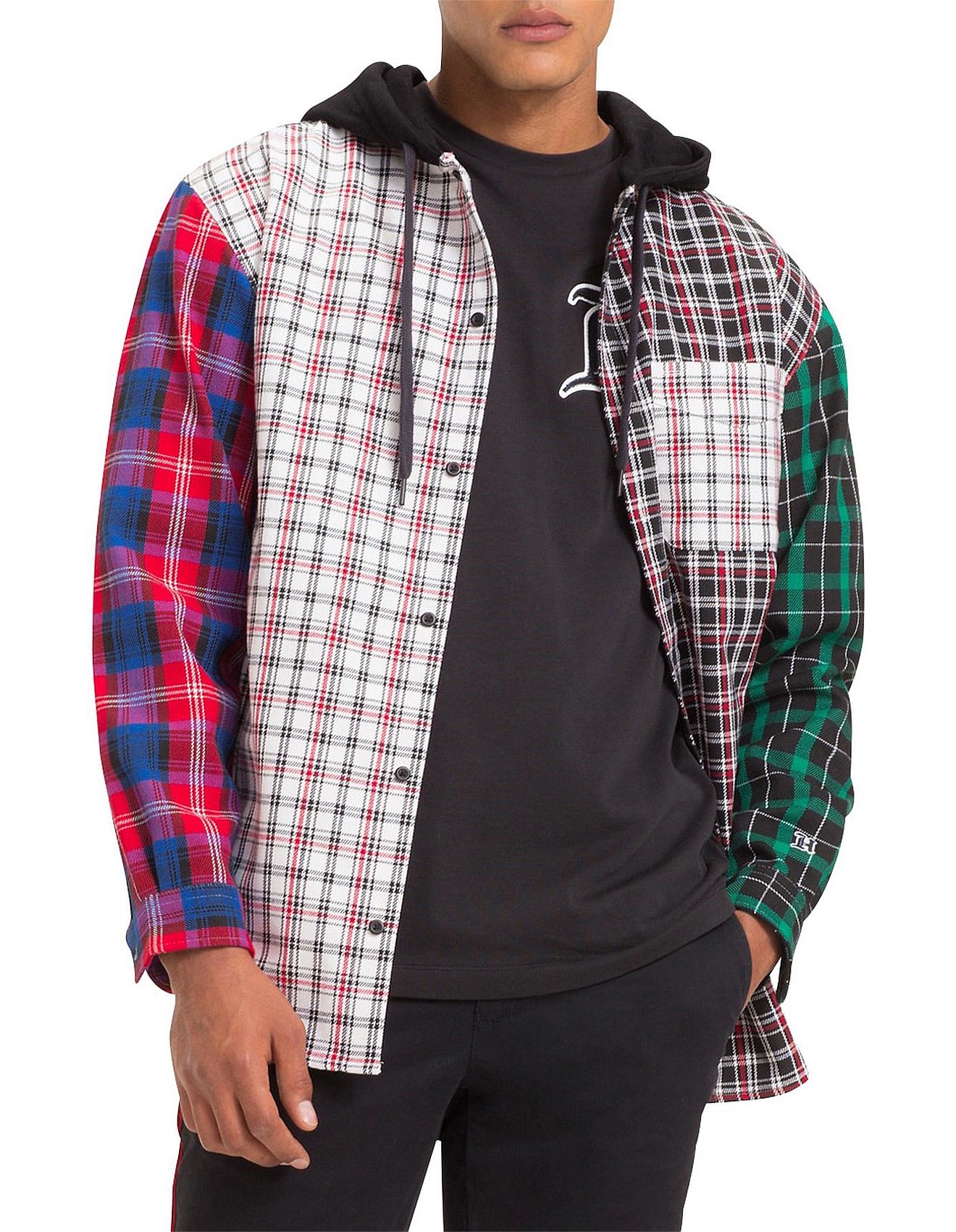 lewis hamilton check hooded shirt