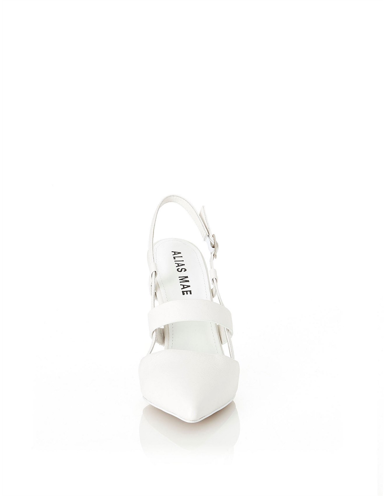 Alias Mae Tyla sling selling back white leather heels