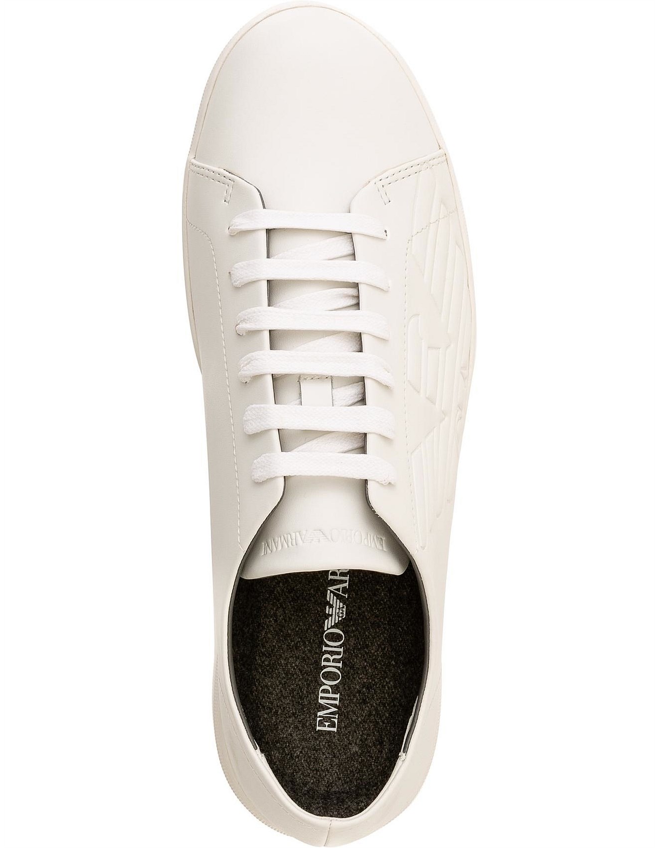 emporio armani stan eagle debossed trainers