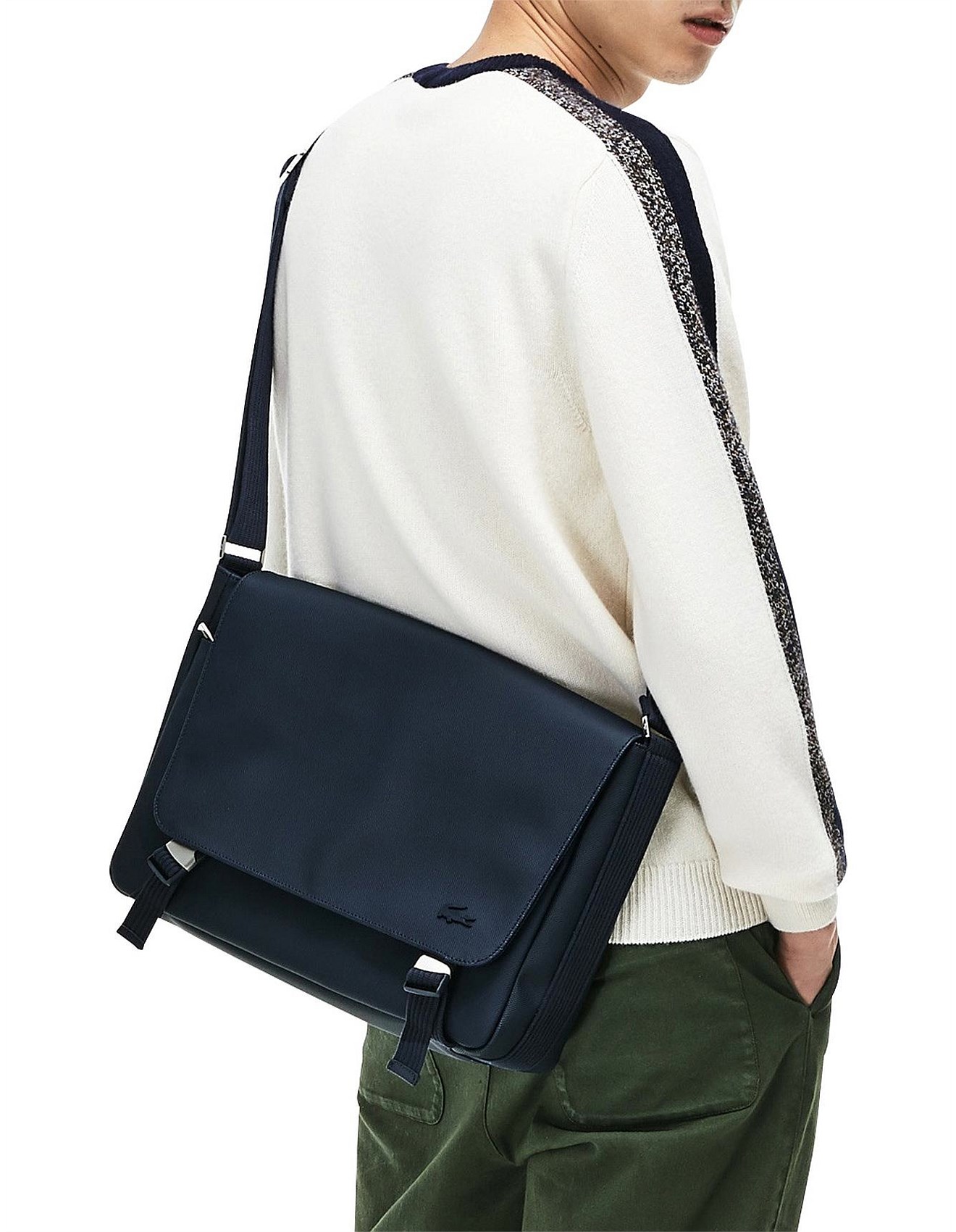 lacoste men's classic messenger bag