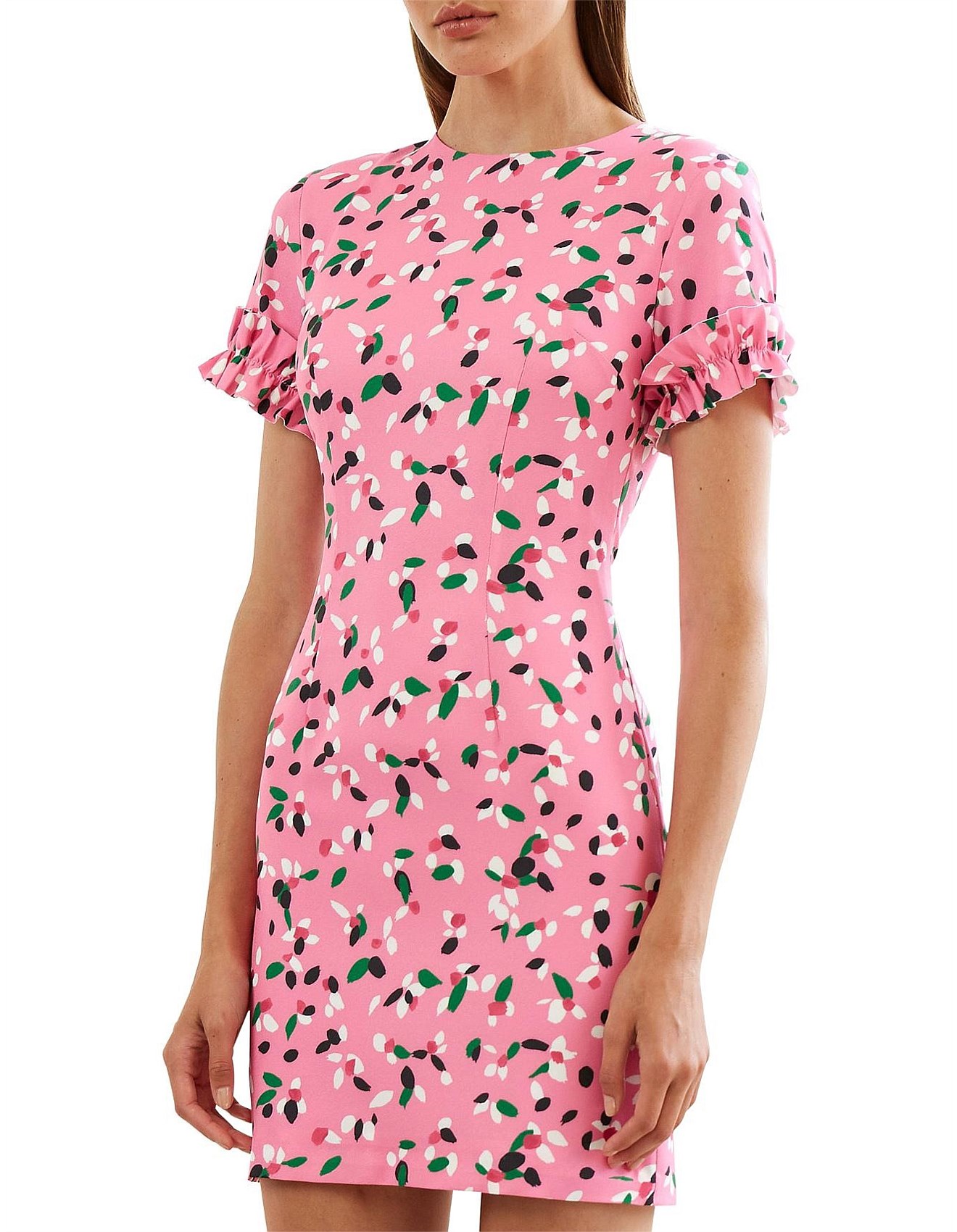 by johnny painted petal ruffle tee dress