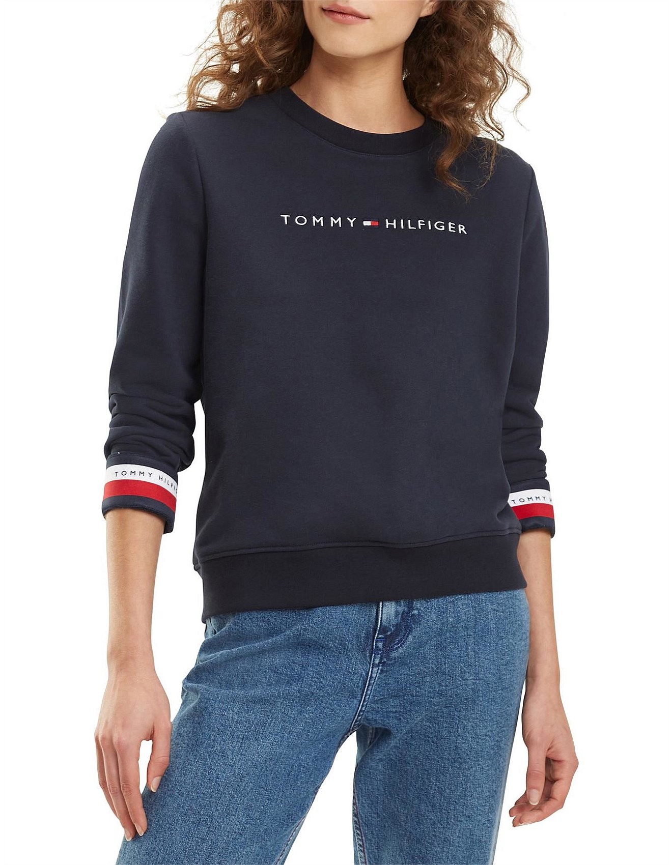 signature tape cuff sweatshirt