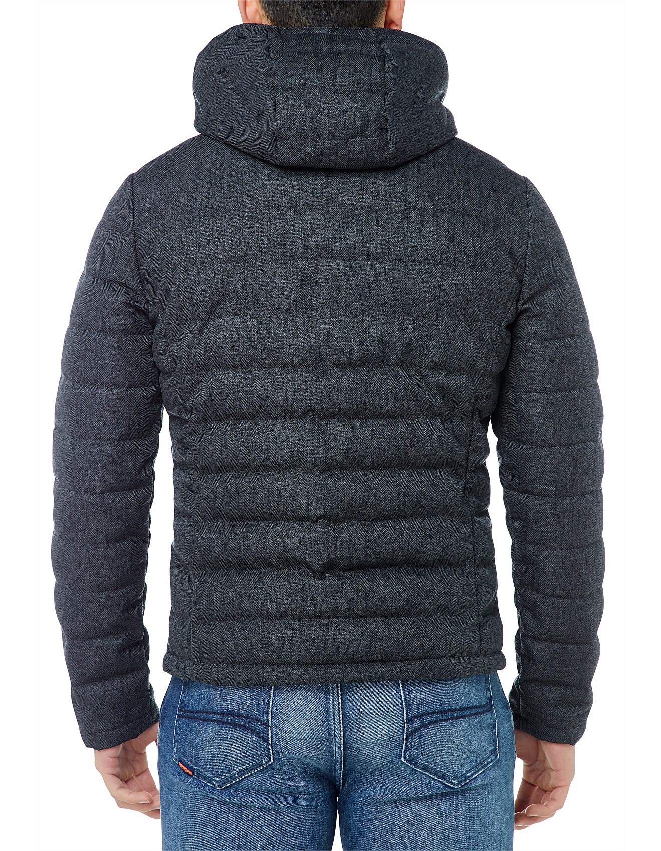 Hooded double zip tweed fuji online jacket