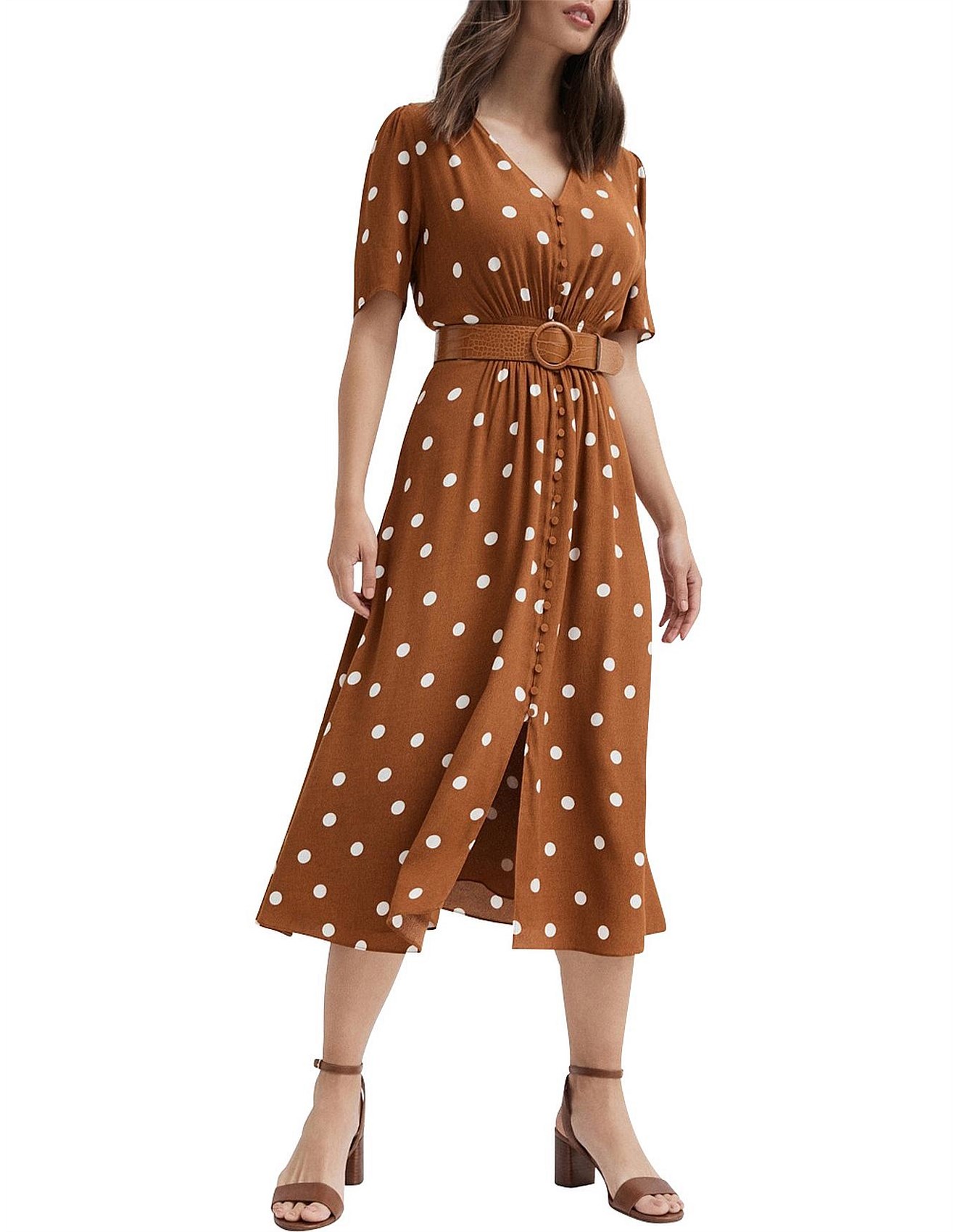 witchery brown polka dot dress