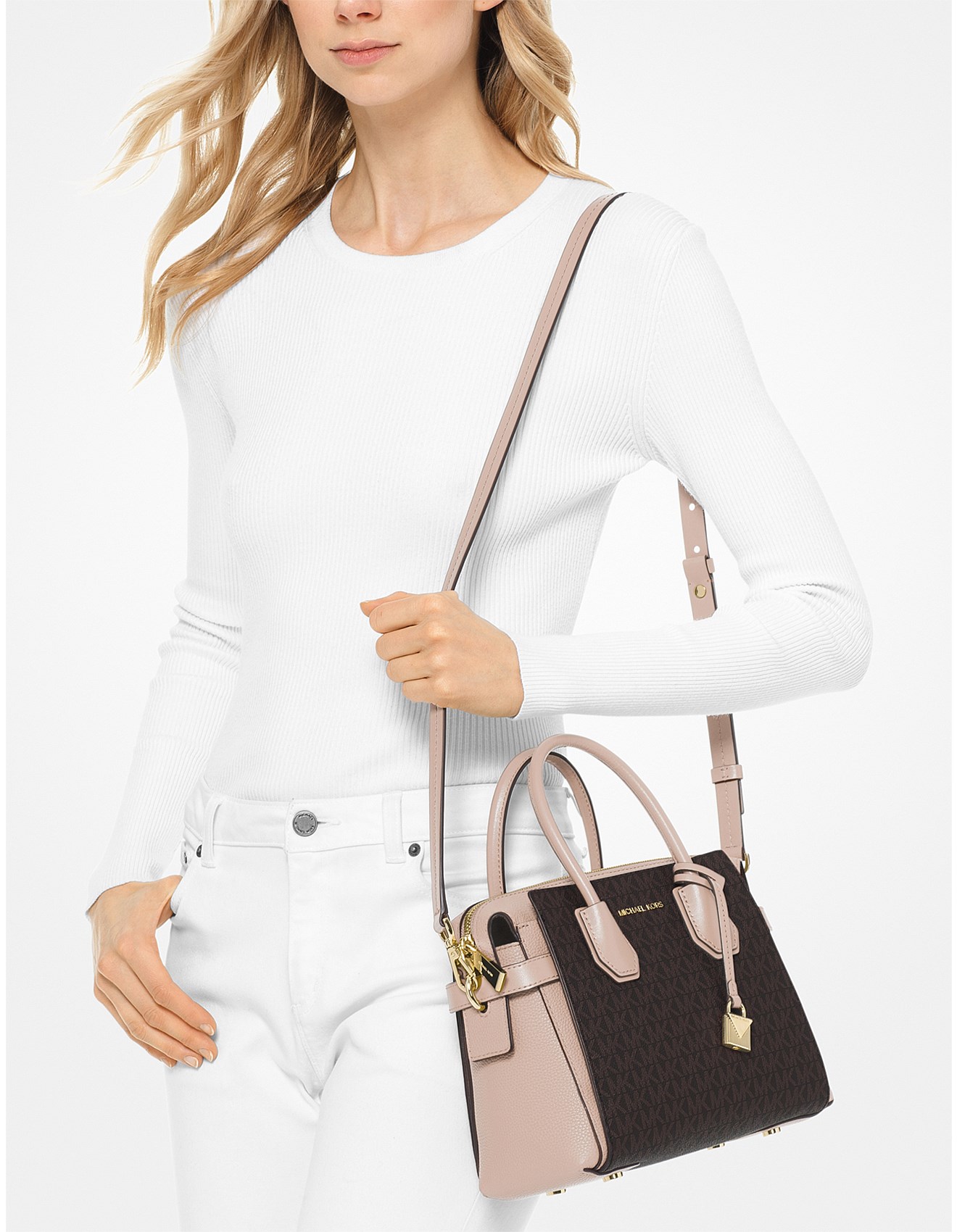 mercer small logo belted satchel