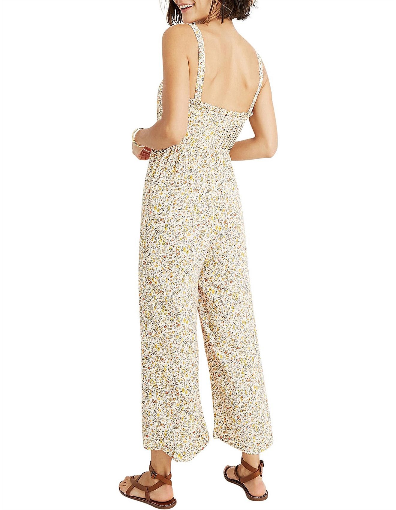 madewell pintuck ruffle jumpsuit