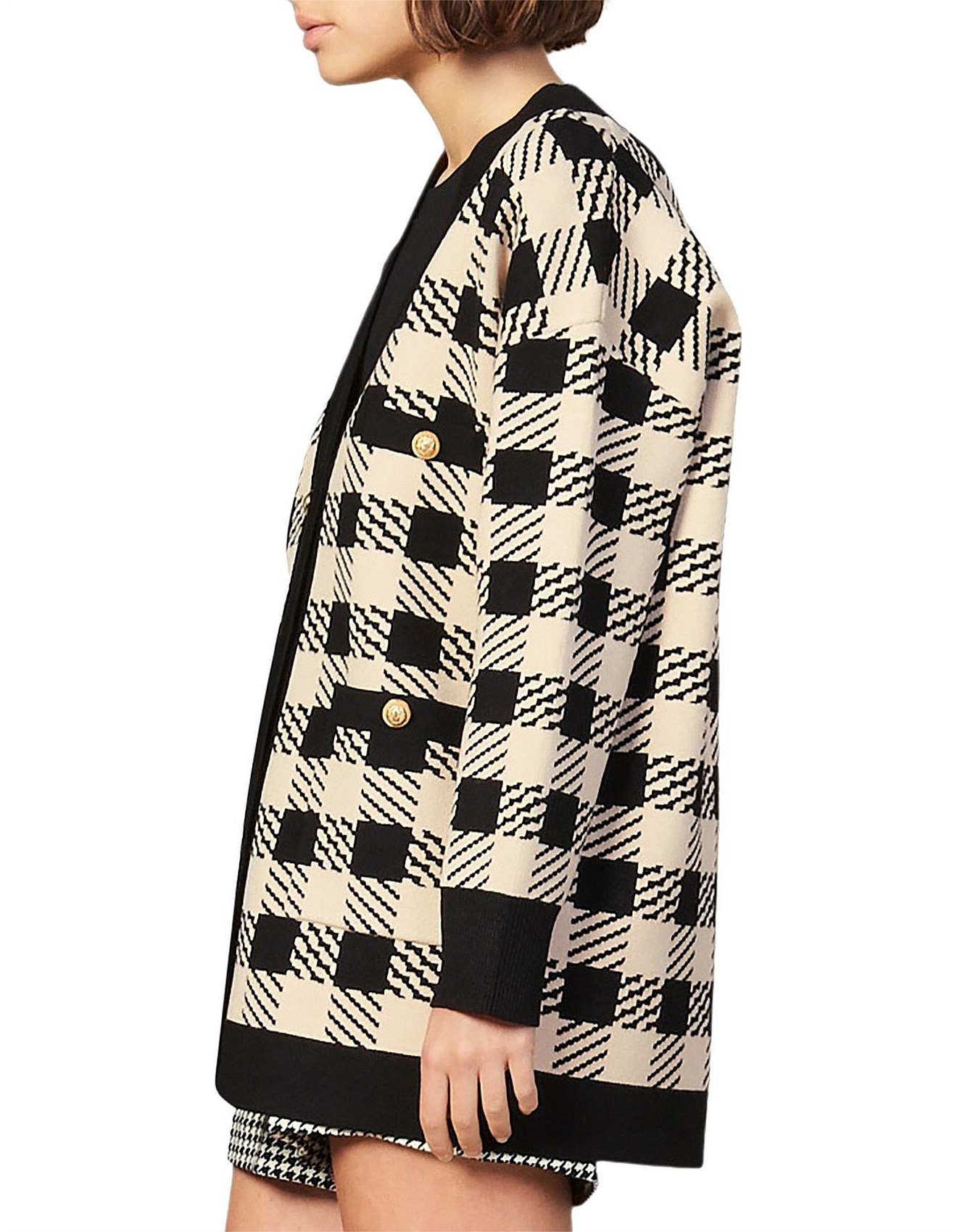 sandro jisou checked cardigan