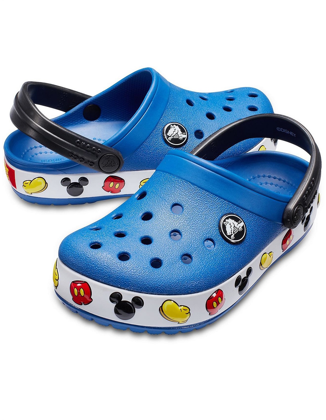 Crocs Disney Mickey Blue, green & popular white kids unisex size 2 Or J