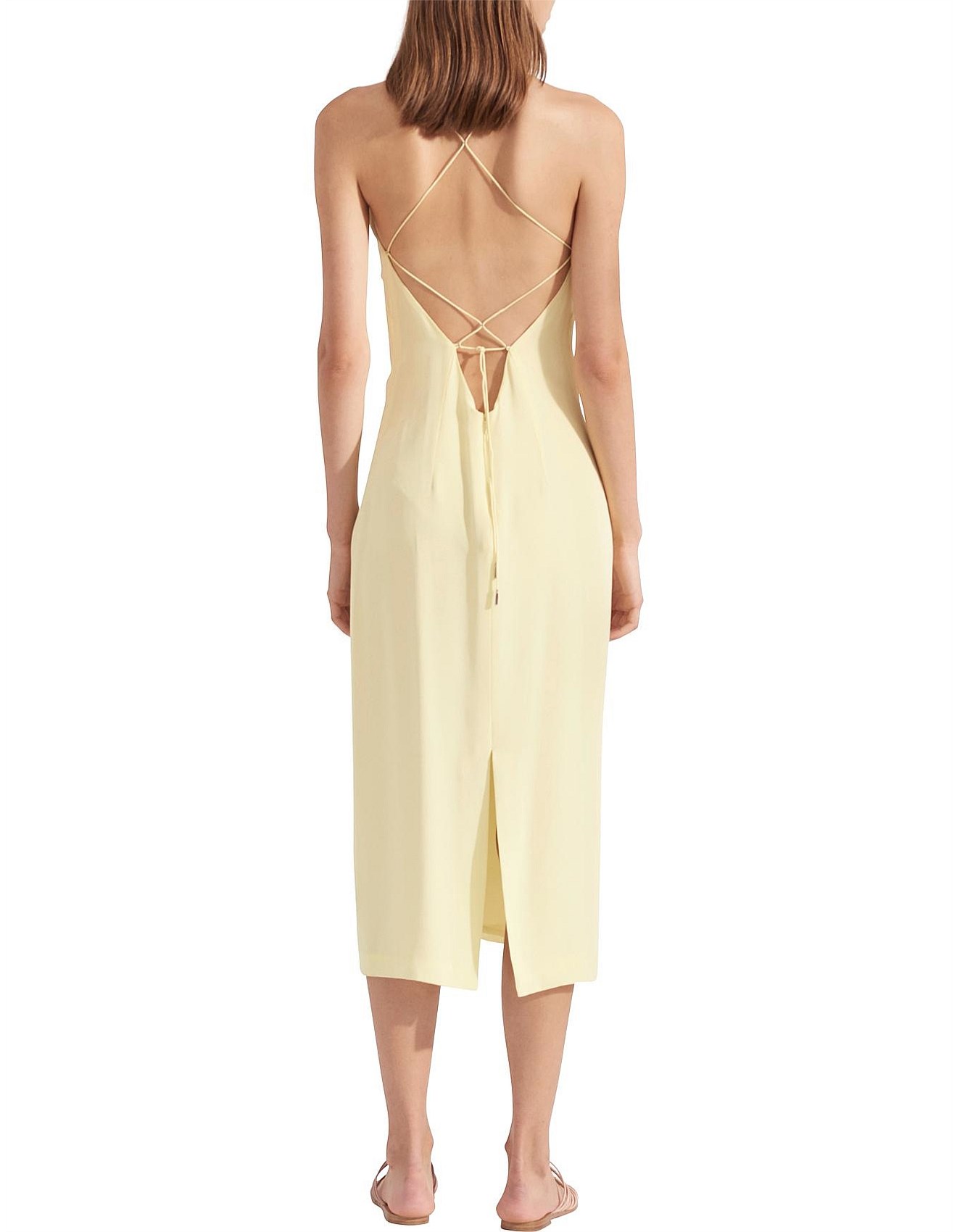 dion lee whitewash floating coil slip dress lemon