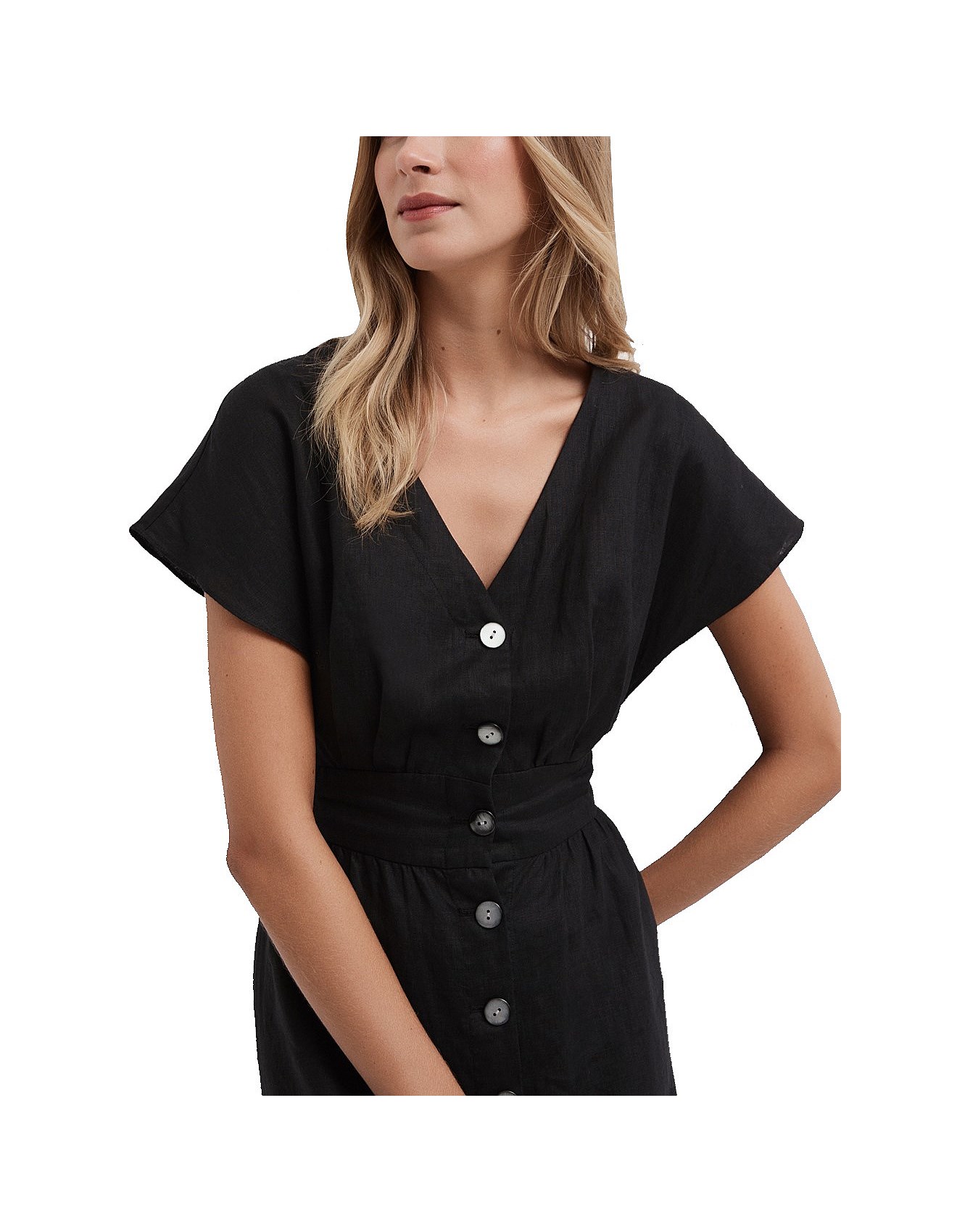 witchery button linen dress