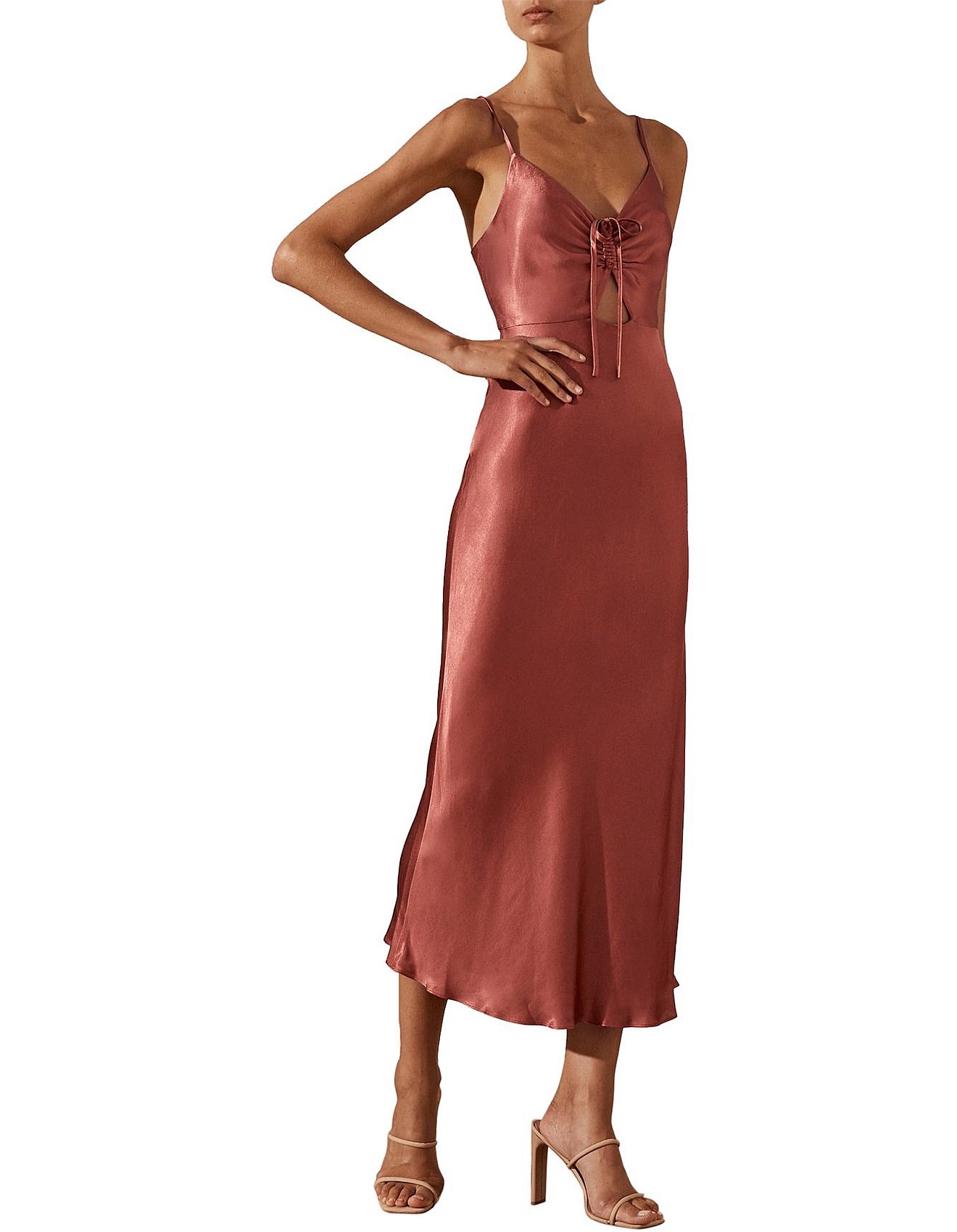 shona joy wright ruched bias slip dress