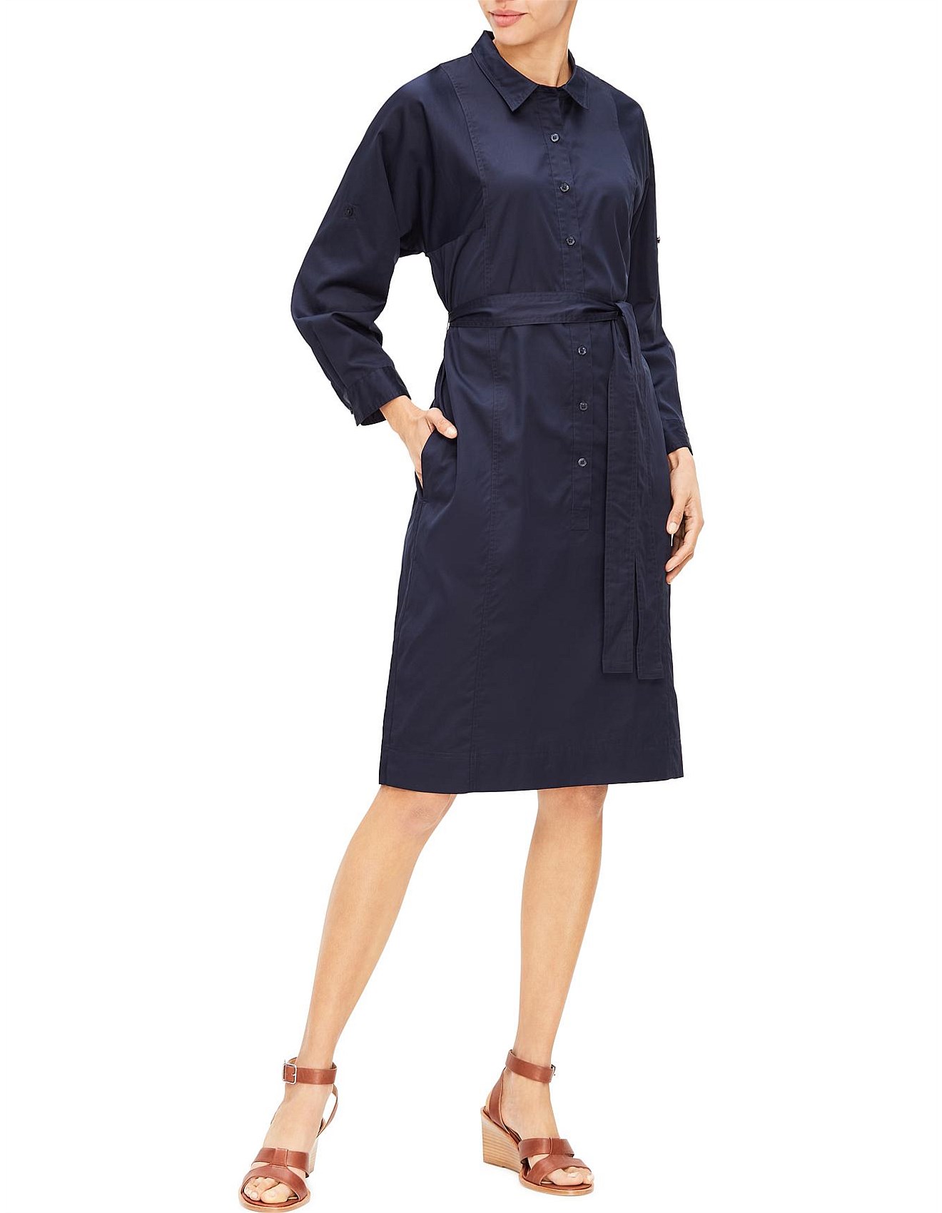 sateen shirt dress