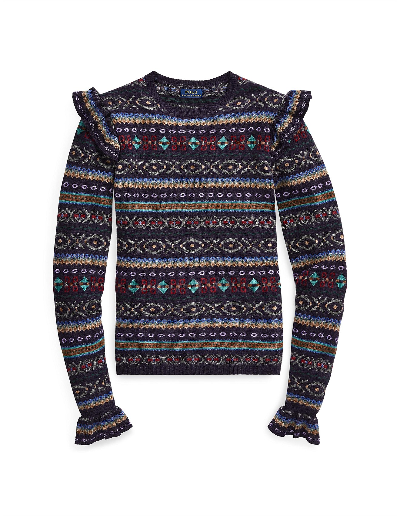 Women's Jumpers & Sweaters | David Jones - FAIR ISLE RUFFLE-TRIM SWEATER