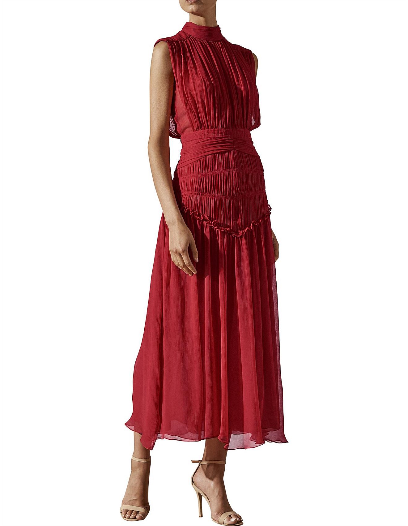 shona joy red clemence dress