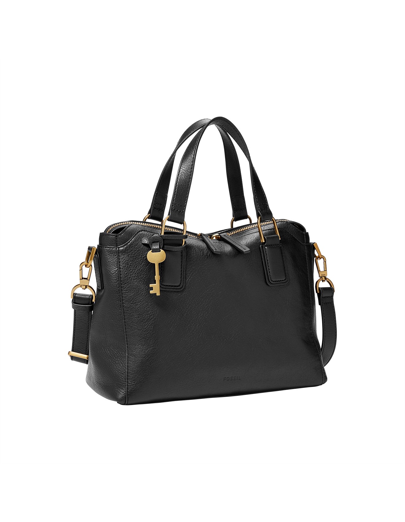 fossil black satchel bag