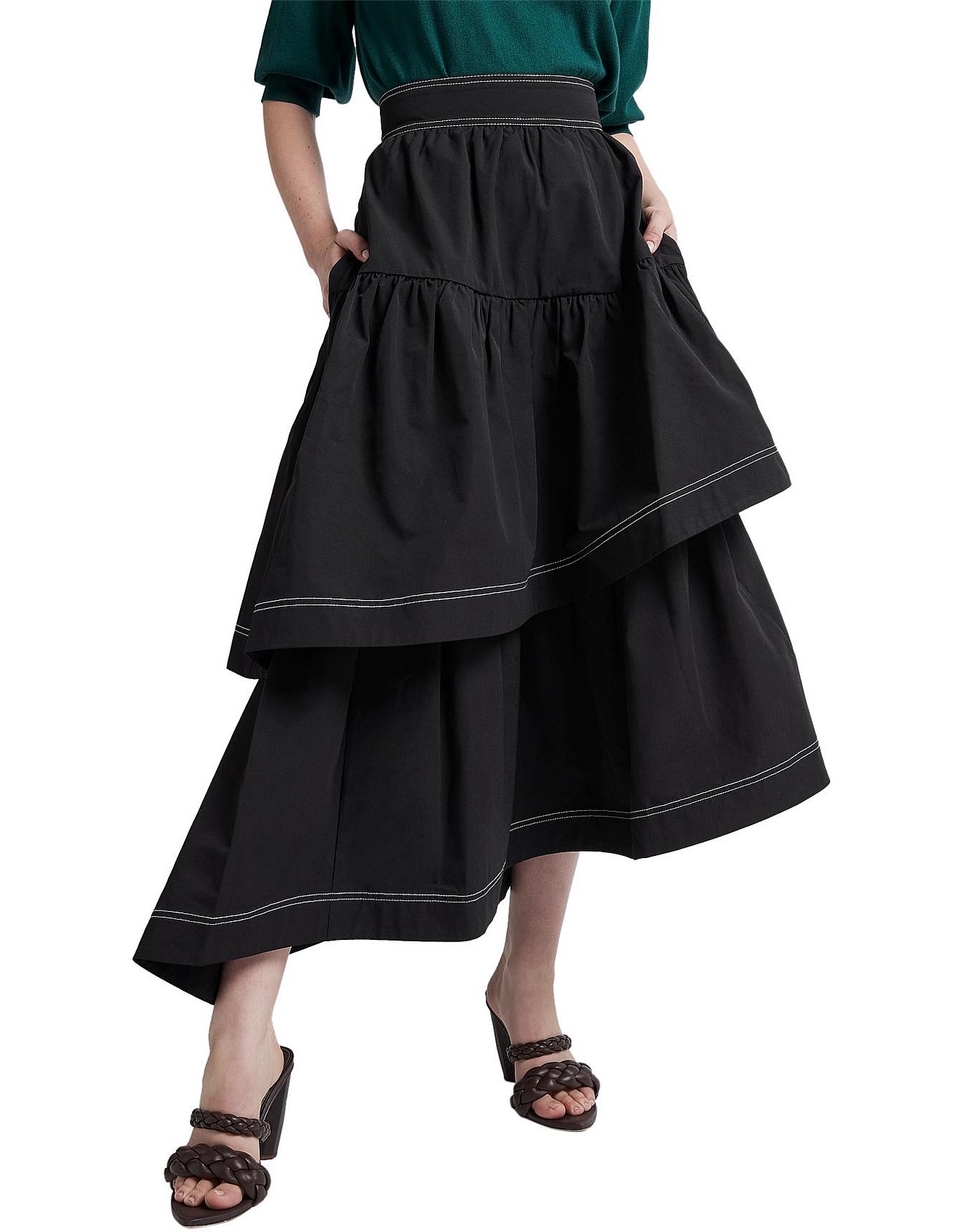 aje interlace midi skirt