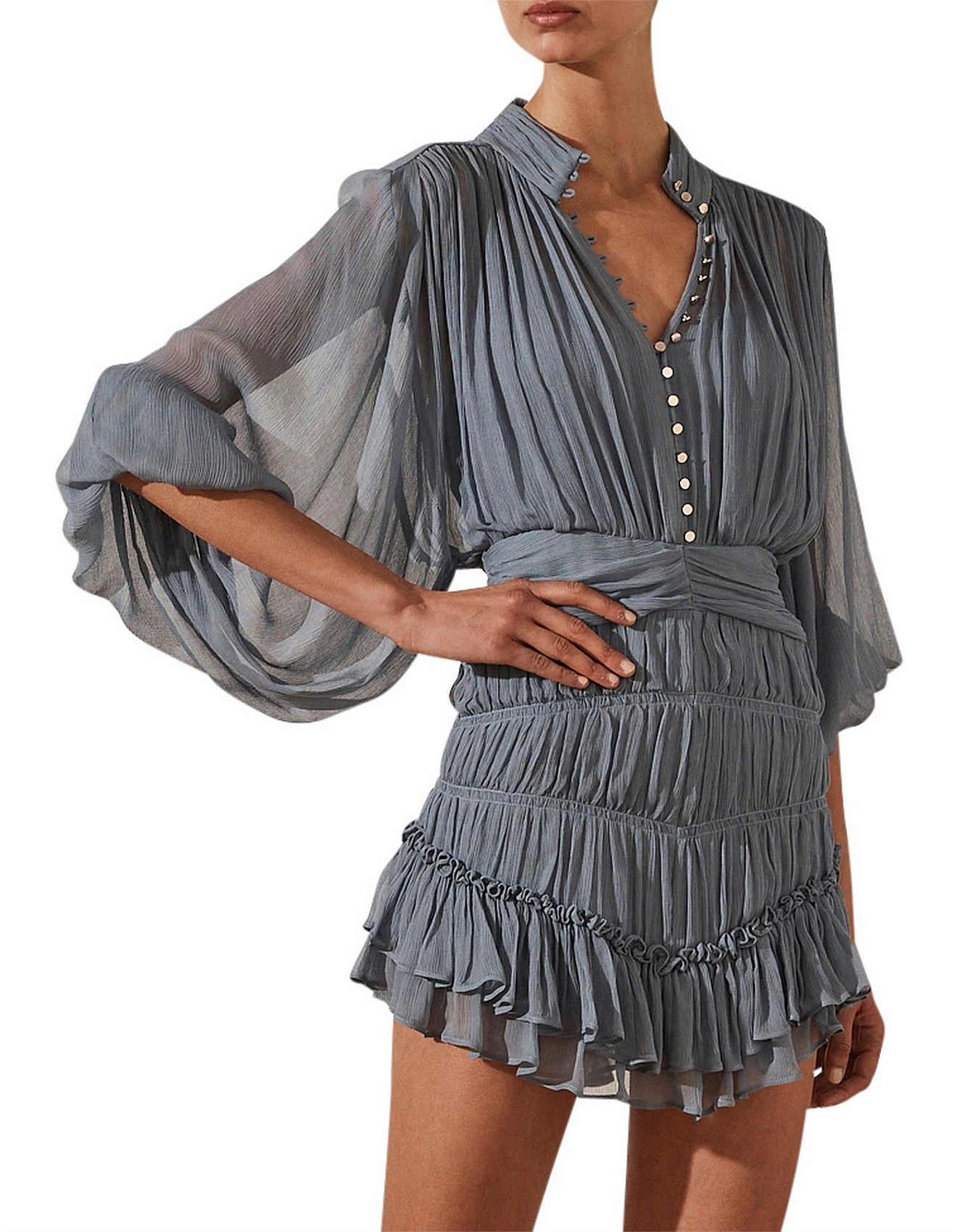 shona joy kayla batwing ruched mini dress