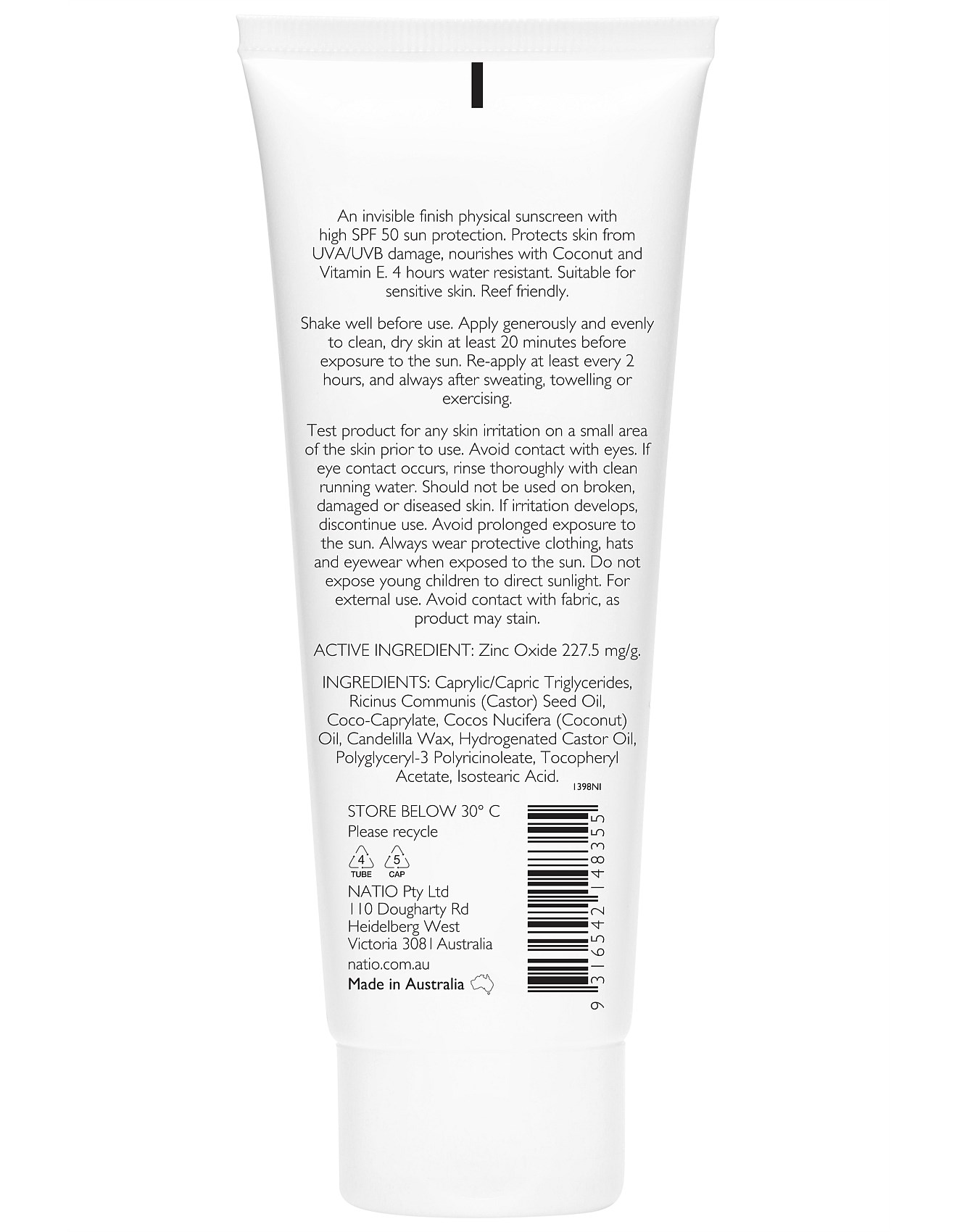 natio clear zinc mineral sunscreen