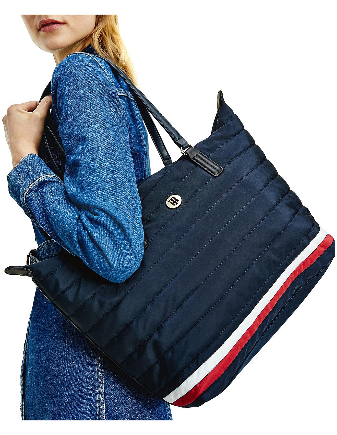 tommy hilfiger quilted tote