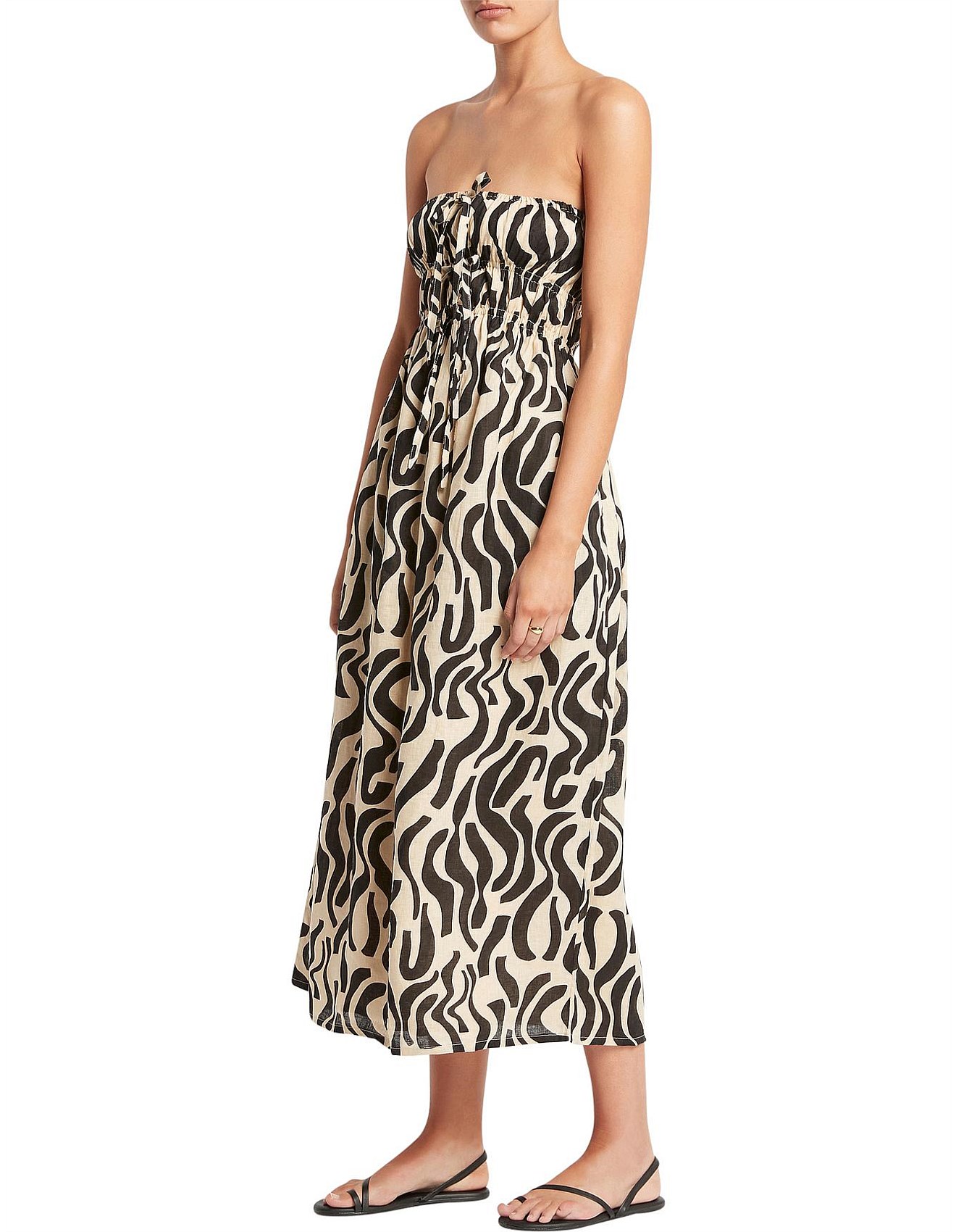 Faithfull The Brand Contessa Animal cheapest Print Linen Midi Dress Strapless