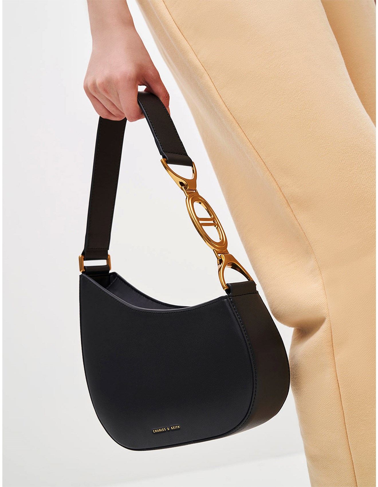 Charles & Keith Asymmetrical Shoulder Bag Black | David Jones