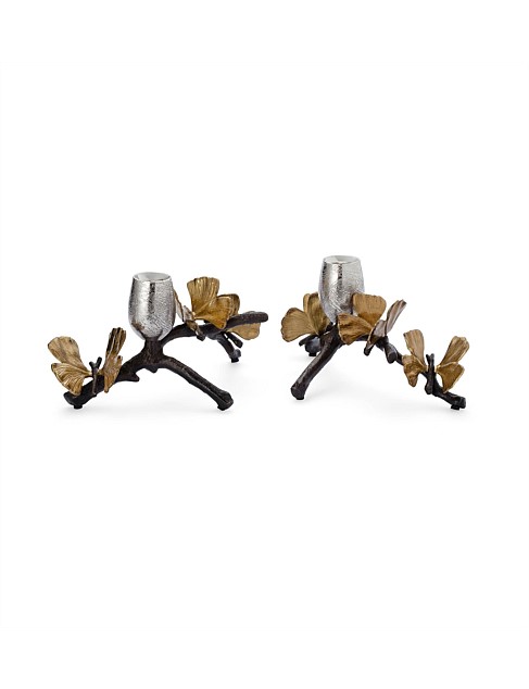 Butterfly Ginkgo Candle Holders Set of 2