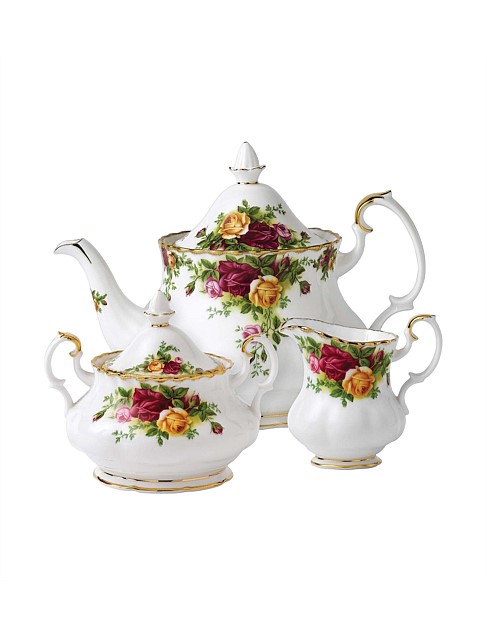 Old Country Roses Teapot, Sugar & Cream Set