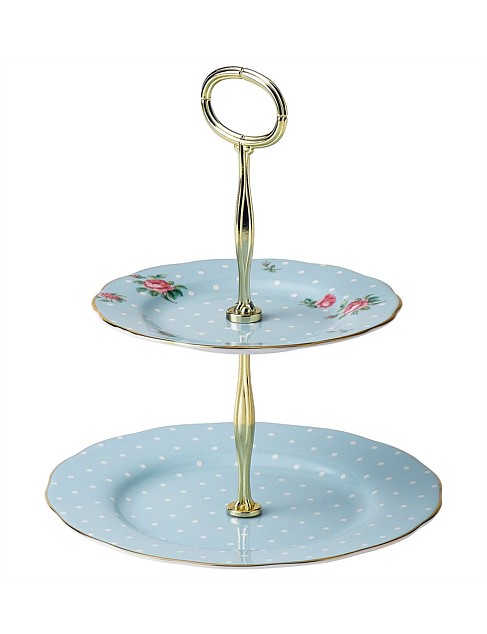 Polka Blue 2 Tier Cakestand