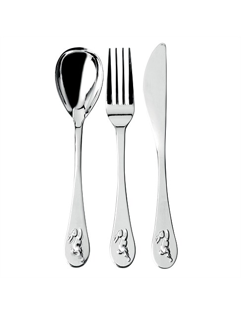 Bunnykins Silver Knife, Fork & Spoon Set