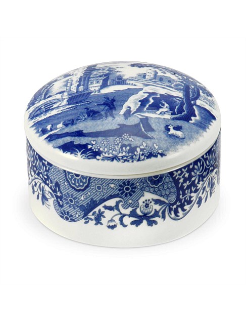 Blue Italian Round Trinket Box