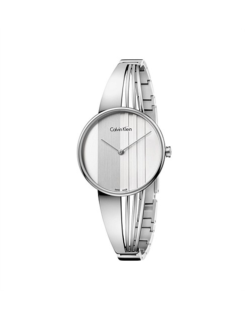 Drift Polished Stainless Steel Bracelet, Silver Dial