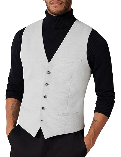 5 Buttoned Textured Tailored Vest