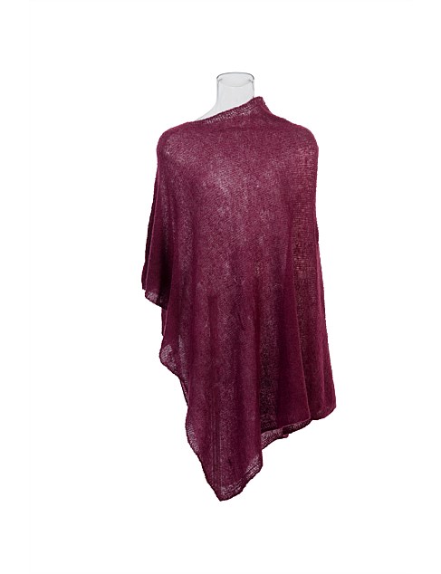 ASYMETRICAL WOOL BLEND PONCHO