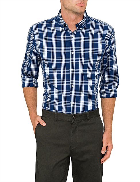 Casual Plaid Navy Shirt