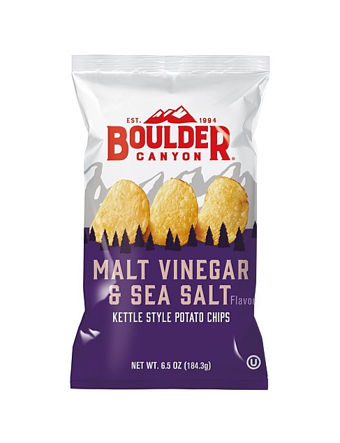 BOULDER CANYON MALT VINEGAR & SEA SALT KETTLE CHIPS 142g