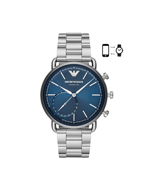 Men's Silver-Tone Hybrid Smartwatch