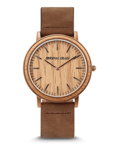 Minimalist 40mm Whiskry Wood Espresso Leather Band Unisex