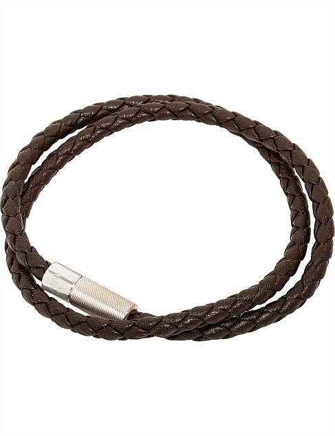 Double Wrap Braided Leather Bracelet