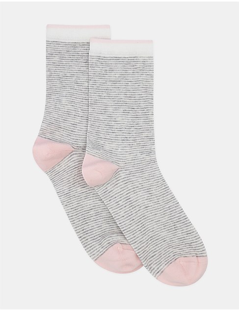 Lina Fine Stripe Crew Cut Sock