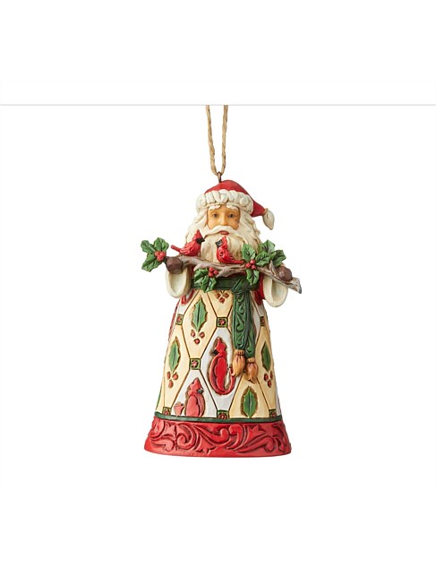 11.5CM SANTA WITH CARDINALS ORNAMENT