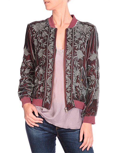 CHRISTINA VELVET BOMBER JACKET