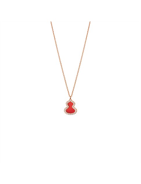 Petite Wulu necklace with diamonds and red agate