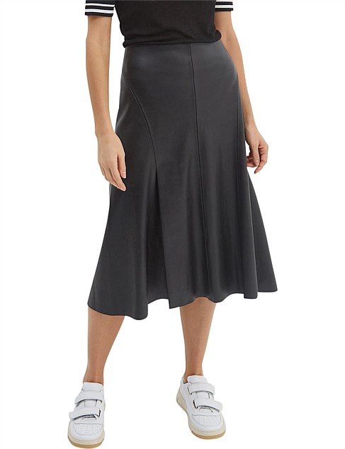 Viv Vegan Leather Midi Skirt