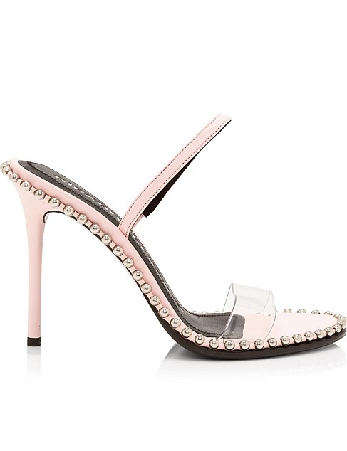 Nova Studded Leather and PVC Slingback Heeled Sandal