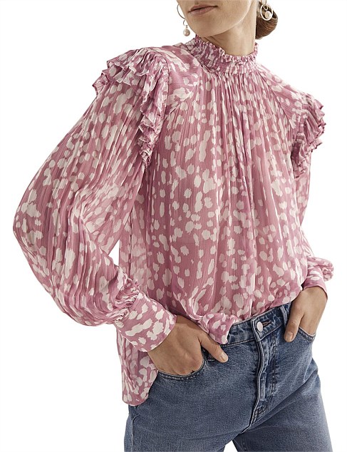 PRINT FRILL DETAIL BLOUSE