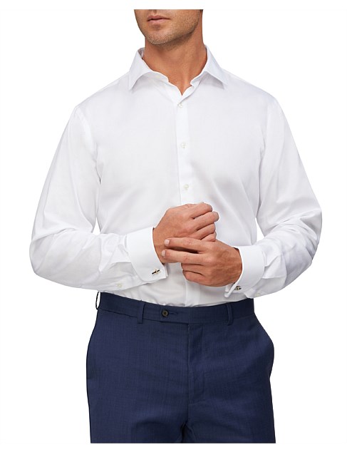 mens white sateen shirt