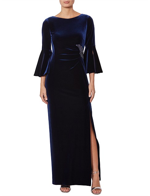 SAPPHIRE VELOUR LONG DRESS